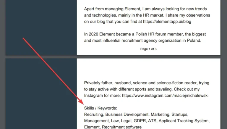 Linkedin profile with keywords and skills in summary