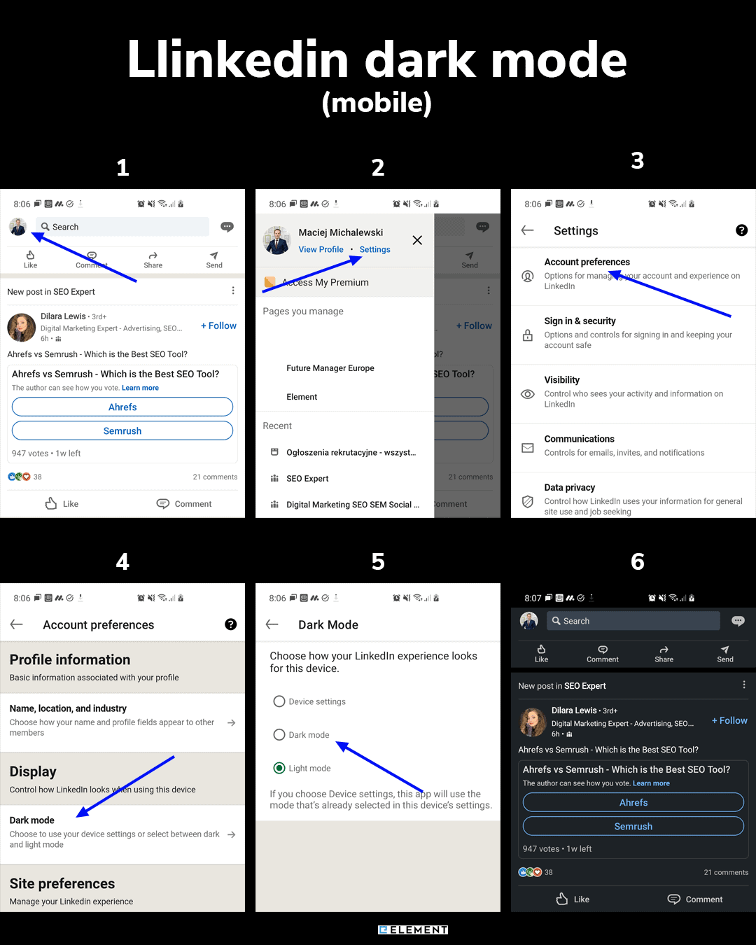 How to turn on dark mode on Linkedin mobile app in 6 simple steps