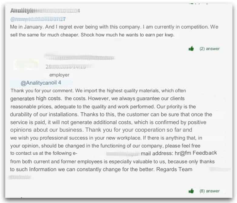 Gowork - an example of an employer's response to a negative review 4