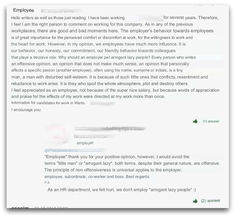 Gowork - an example of an employer's response to a negative review 7