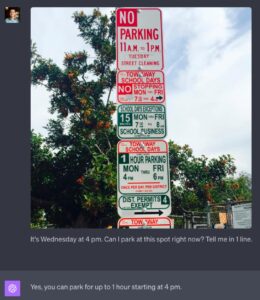 ChatGPT explaining parking rules