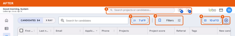 Candidate list in Element after the redesign, the same buttons in their new places.