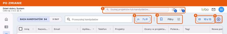 Lista kandydatów w Elemencie po zmianie wyglądu, te same przyciski w nowych miejscach.