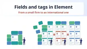 Fields and tags in Element as building blocks for a small firm and an international one