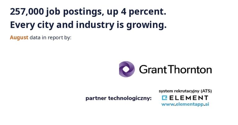Grant Thornton and Element report on job offers in Poland, August 2026.