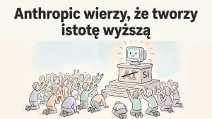 Konstytucja Claude'a w satyrze: tłum modli się do AI na ołtarzu